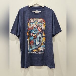 Captain America Graphic Men's T-Shirt - Blue